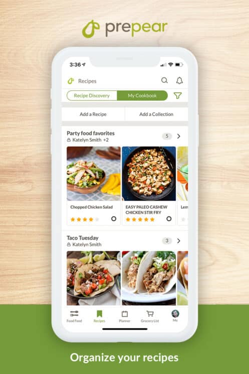 collecting recipes in the prepear app