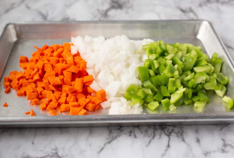 fresh chopped veggies to go in lasagna