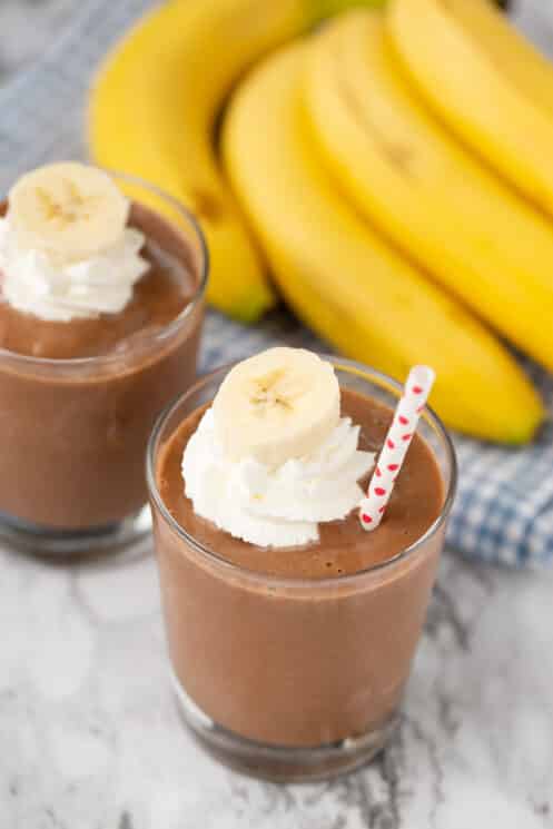chocolate banana smoothie with whipped cream