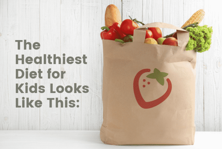 the healthiest diet for kids includes fruits and vegetables in a brown grocery bag