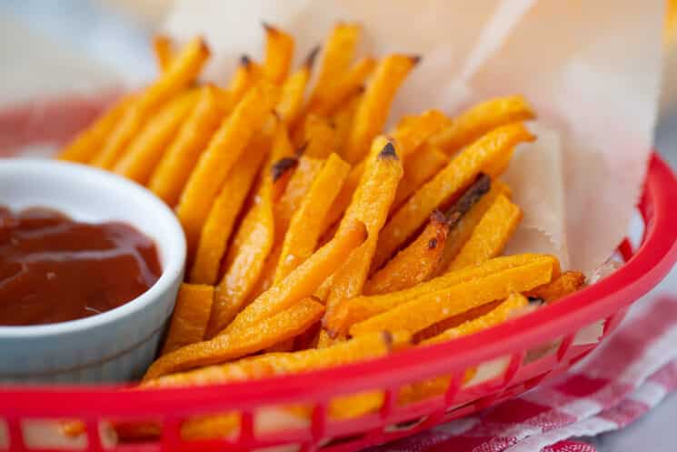 close up hot and crispy orange veggies