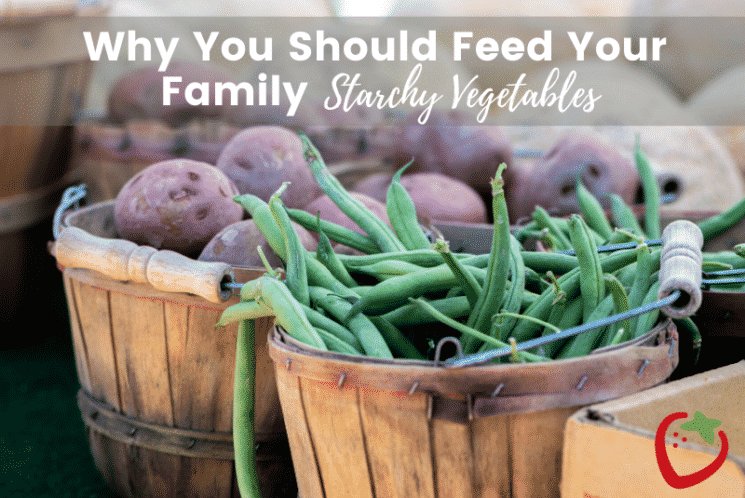 buckets of potatoes and green beans which are starchy vegetables at the farmer's market