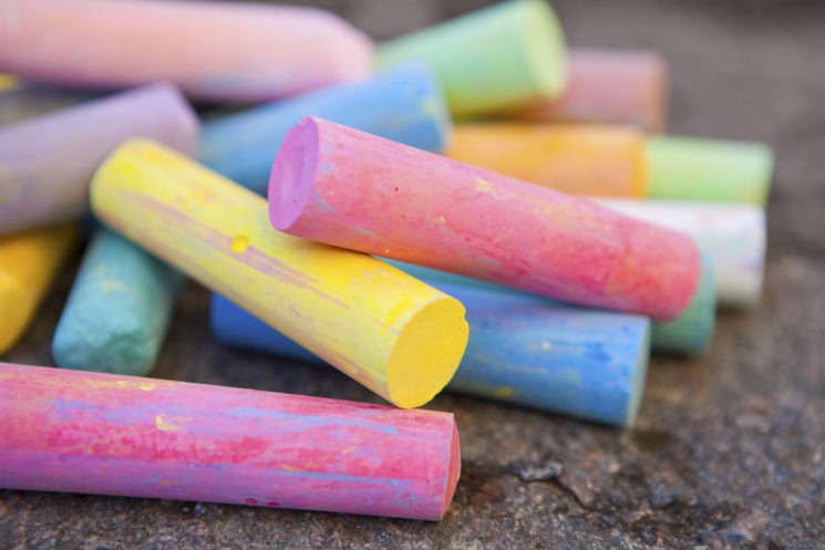 Trace Kids with Sidewalk Chalk Self Portraits