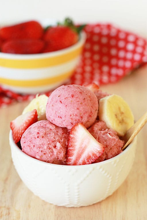 strawberry banana sorbet close up shot