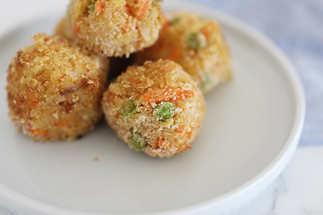 veggie nuggets for toddlers on a white plate