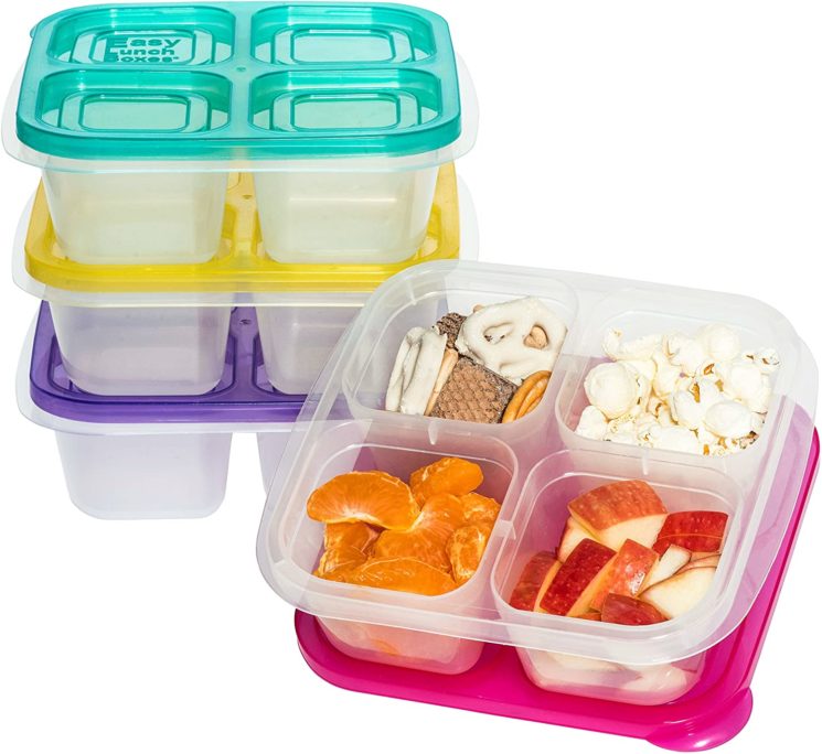 easylunchbox brand snackbox containers with snacks in it