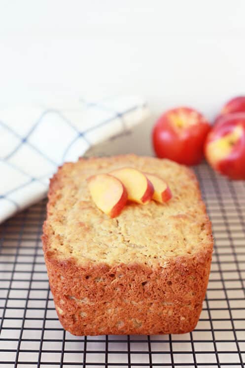 Overhead view of a loaf of Peach Crisp Bread