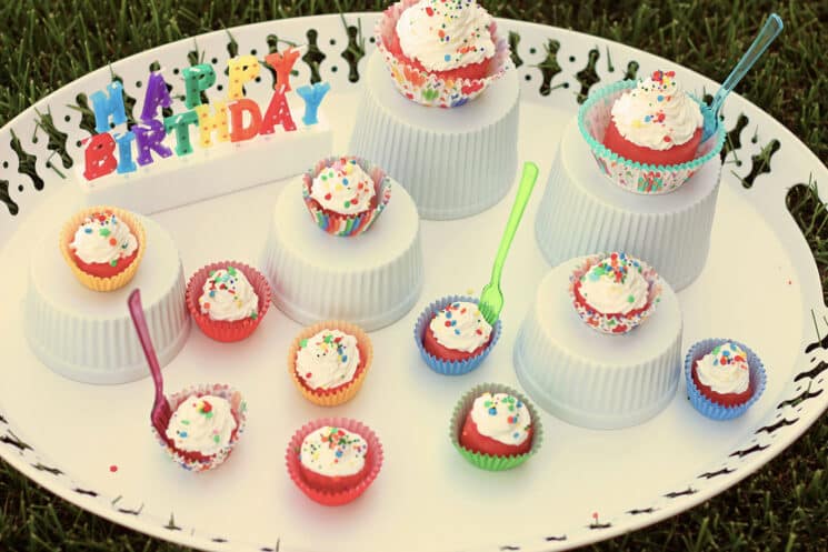 watermelon cupcakes on a party platter