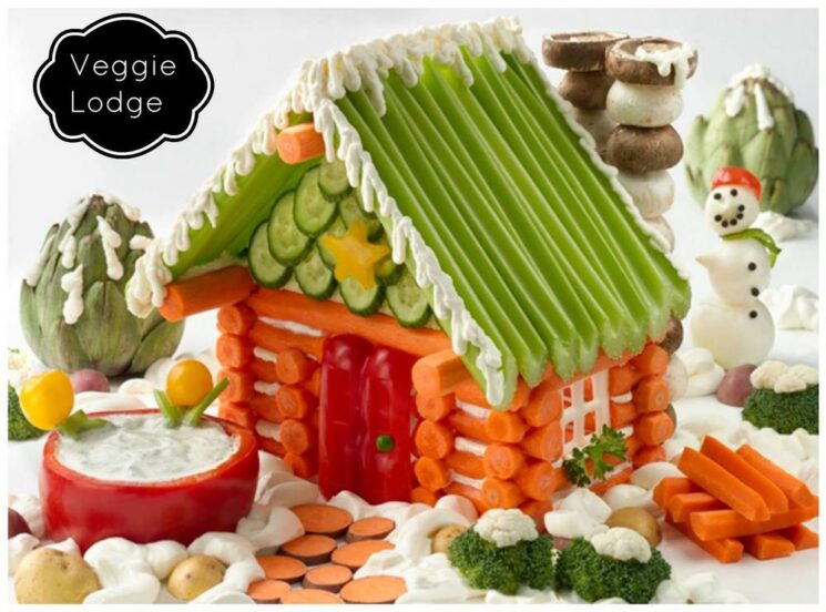 Little holiday house built from different sliced veggies