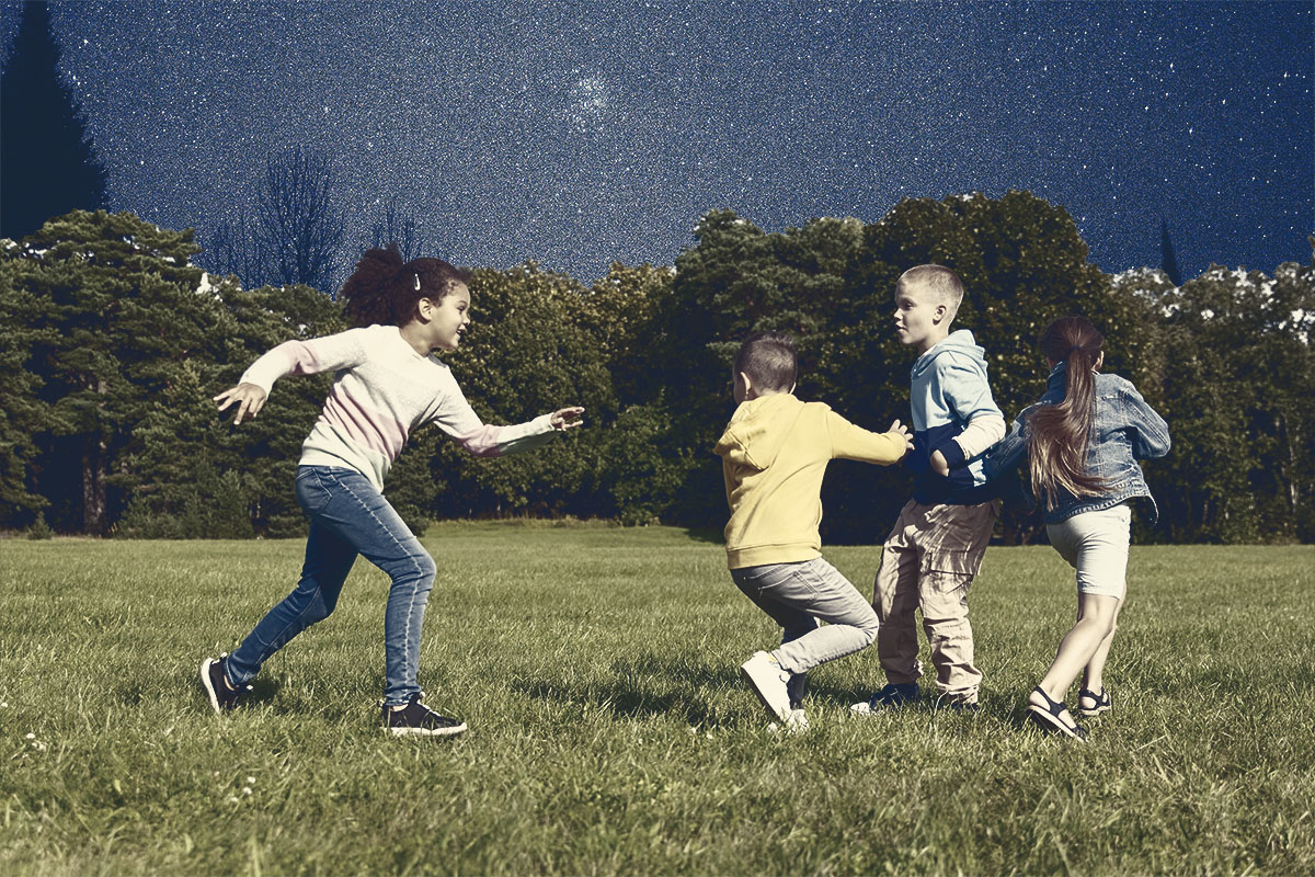 kids playing night games outdoors