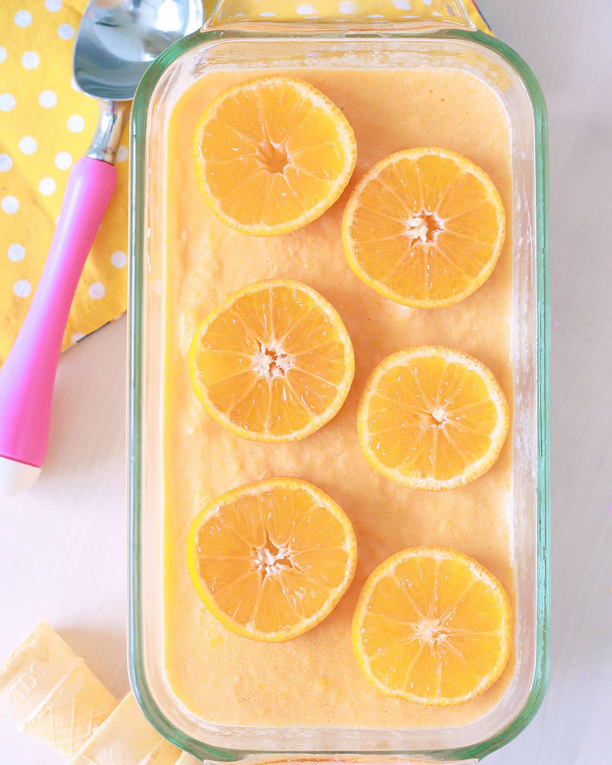 orange creamsicle ice cream with fresh orange slices