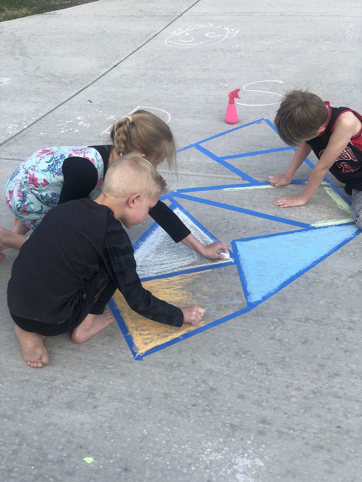 sidewalk chalk tape art creation