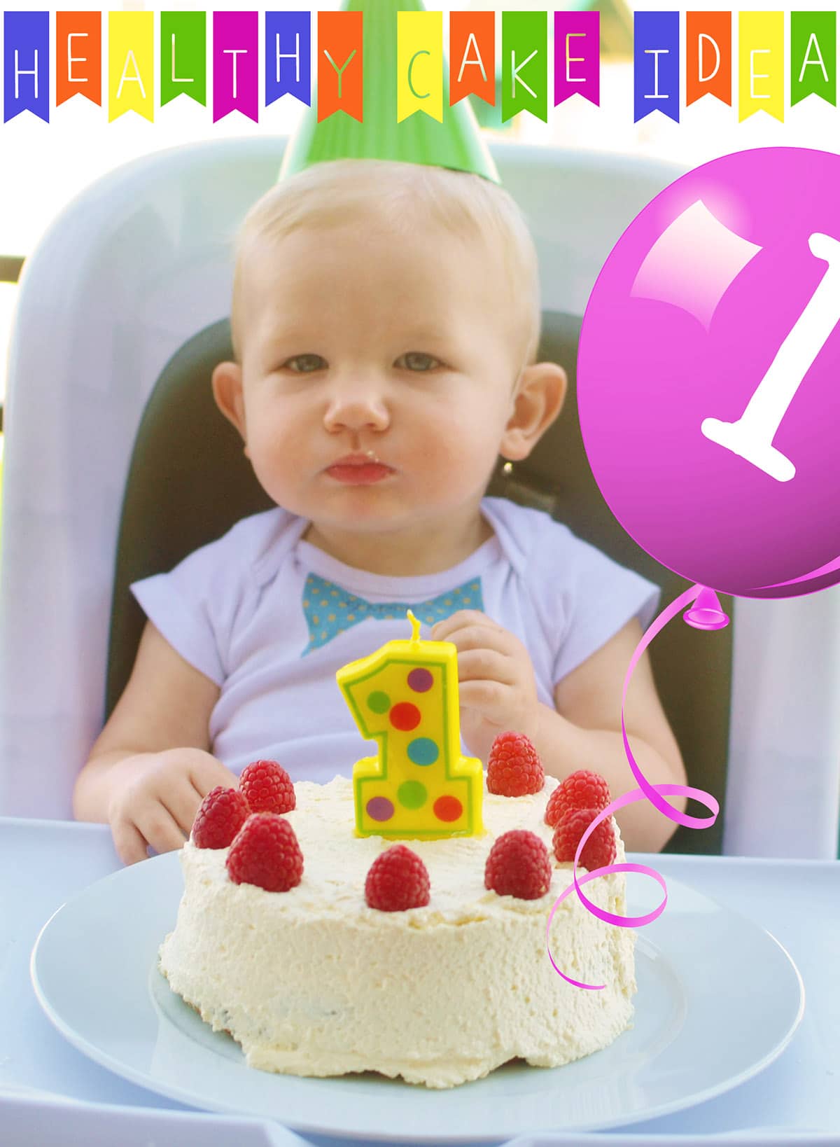 one year old baby with first birthday smash cake