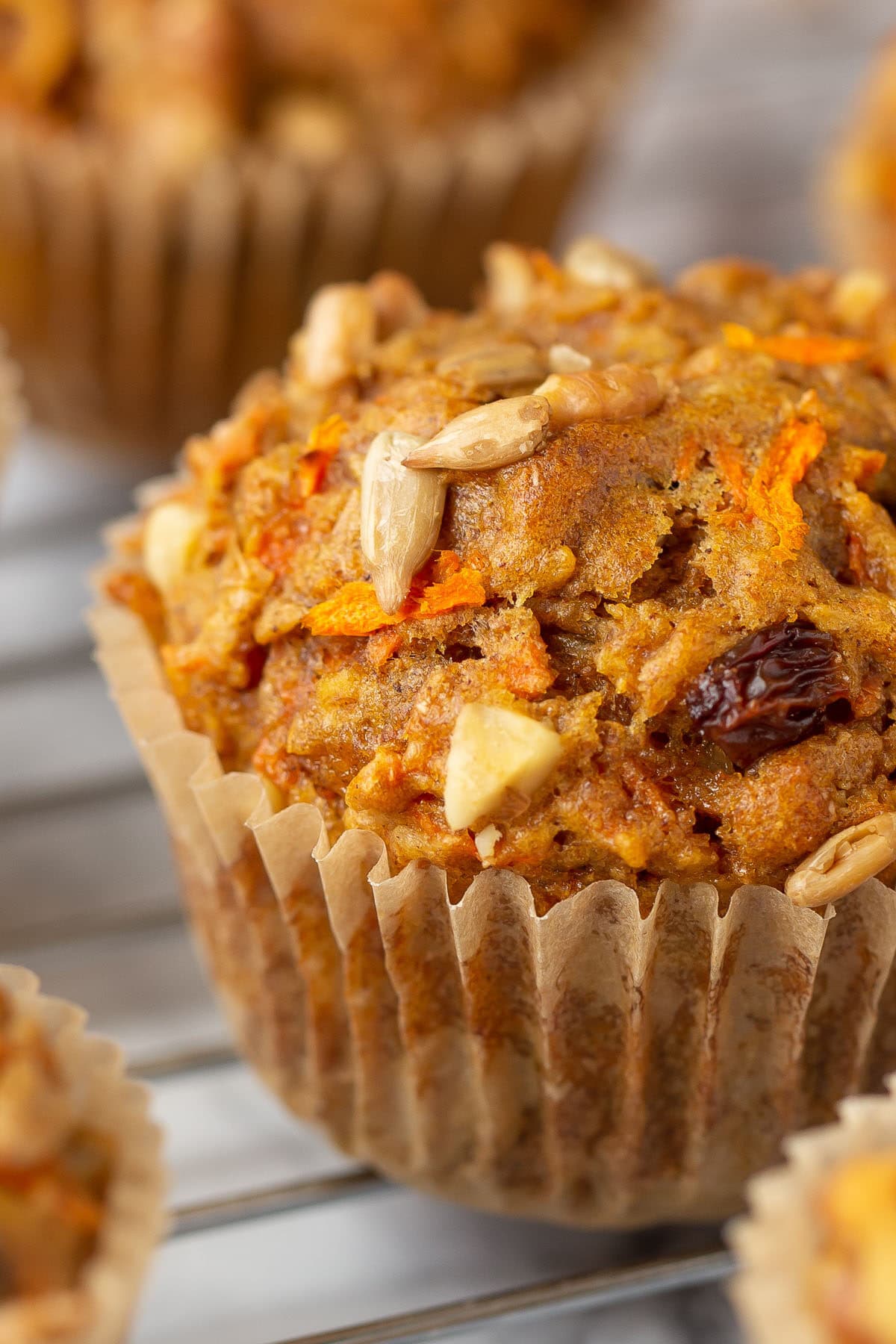 healthy morning glory muffin close up