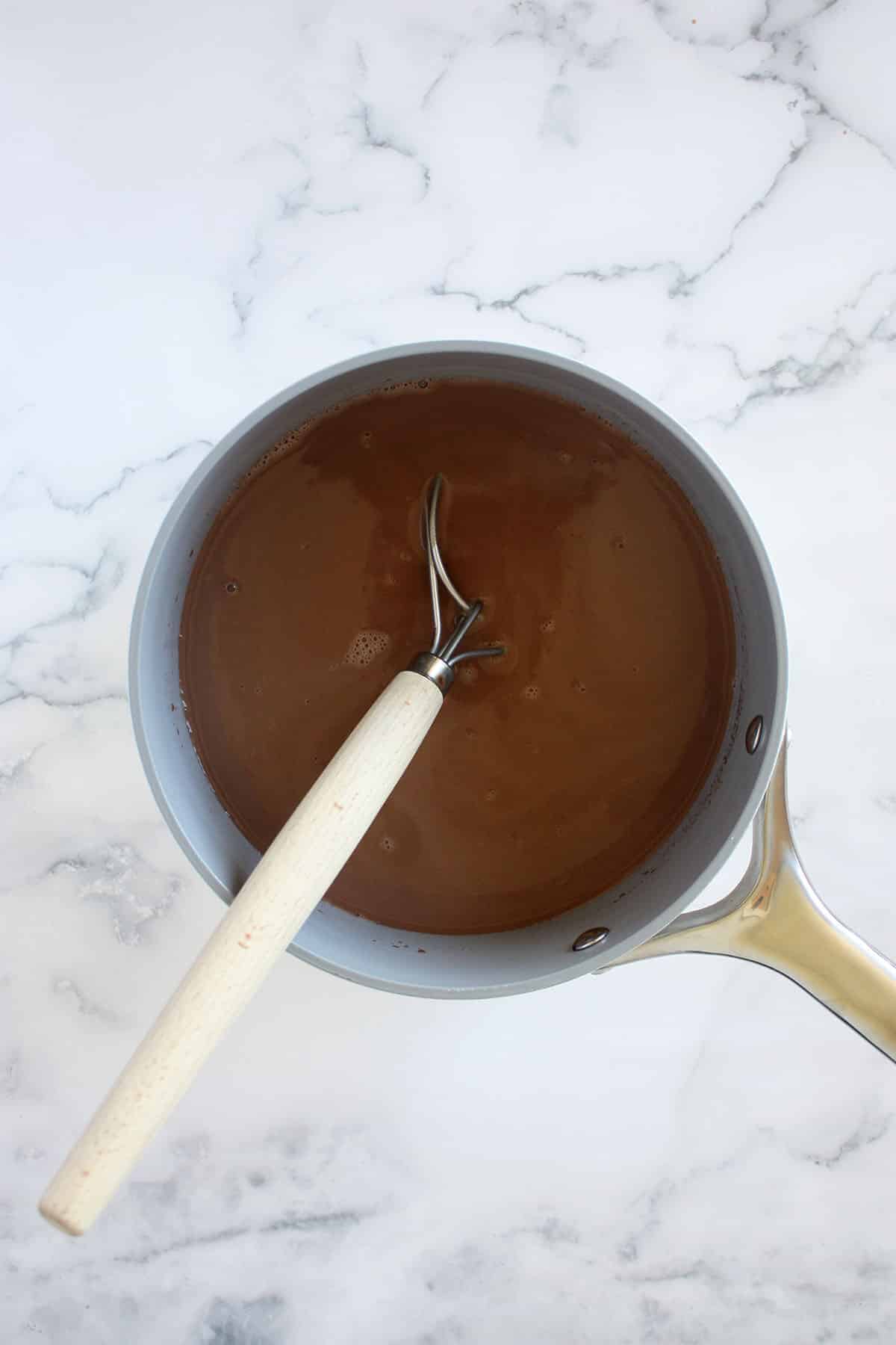 a pot of hot chocolate
