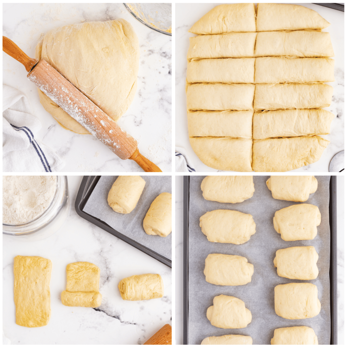 step by step tutorial on how to shape homemade rolls