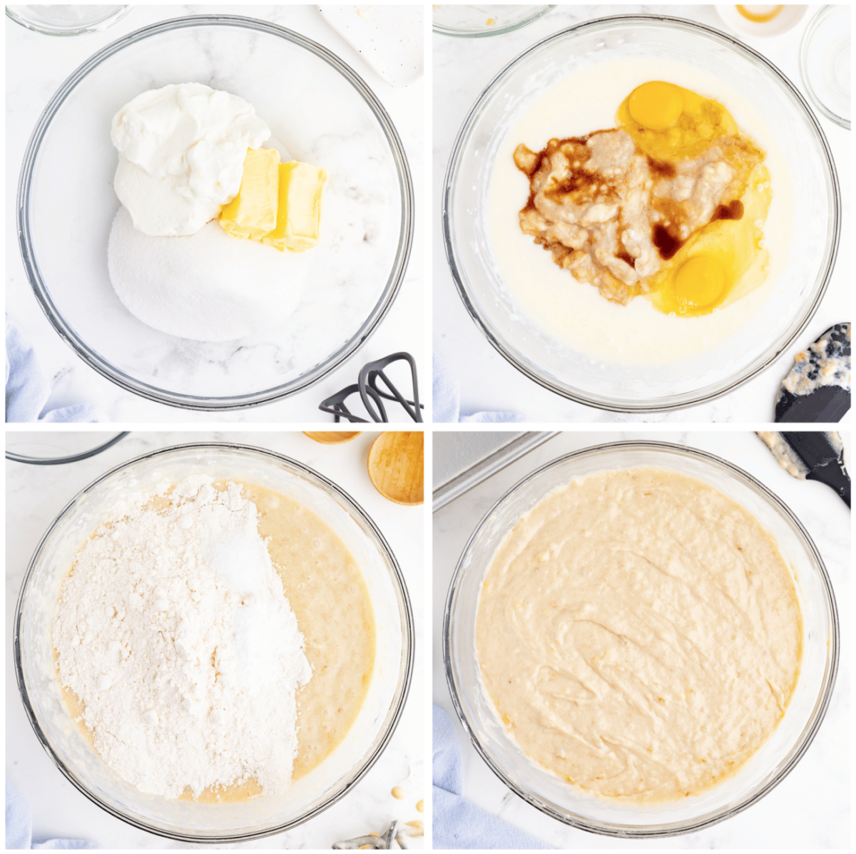 process shots for how to make banana cake