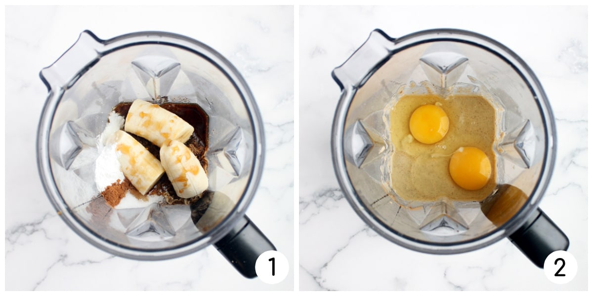 Process shots of how to make healthy pancakes