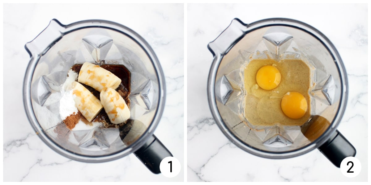 process shots of how to make healthy pancakes