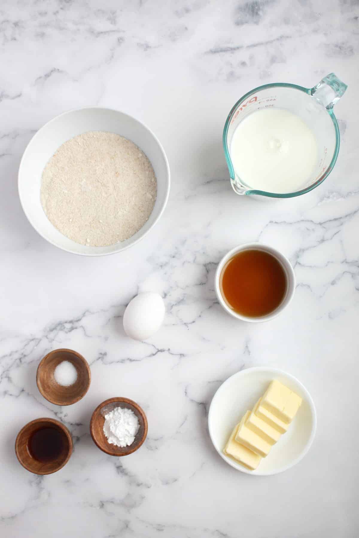 ingredients for whole wheat waffles