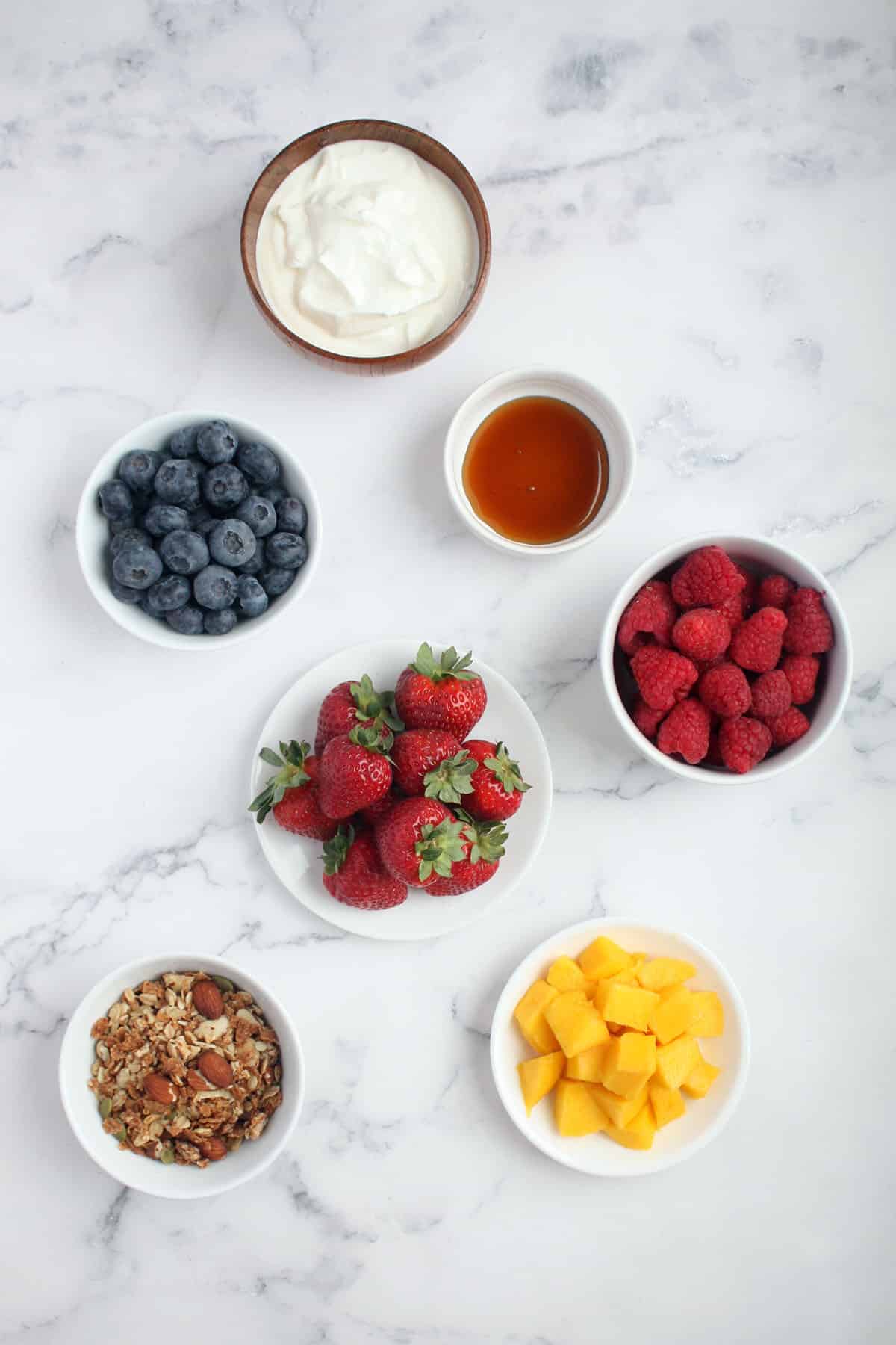 ingredients for a yogurt parfait