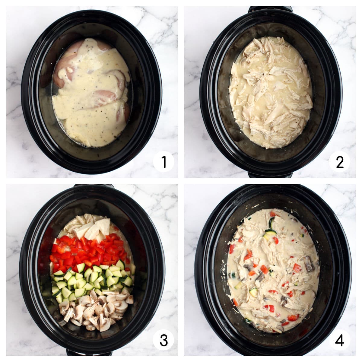 process shots for how to make crockpot italian chicken