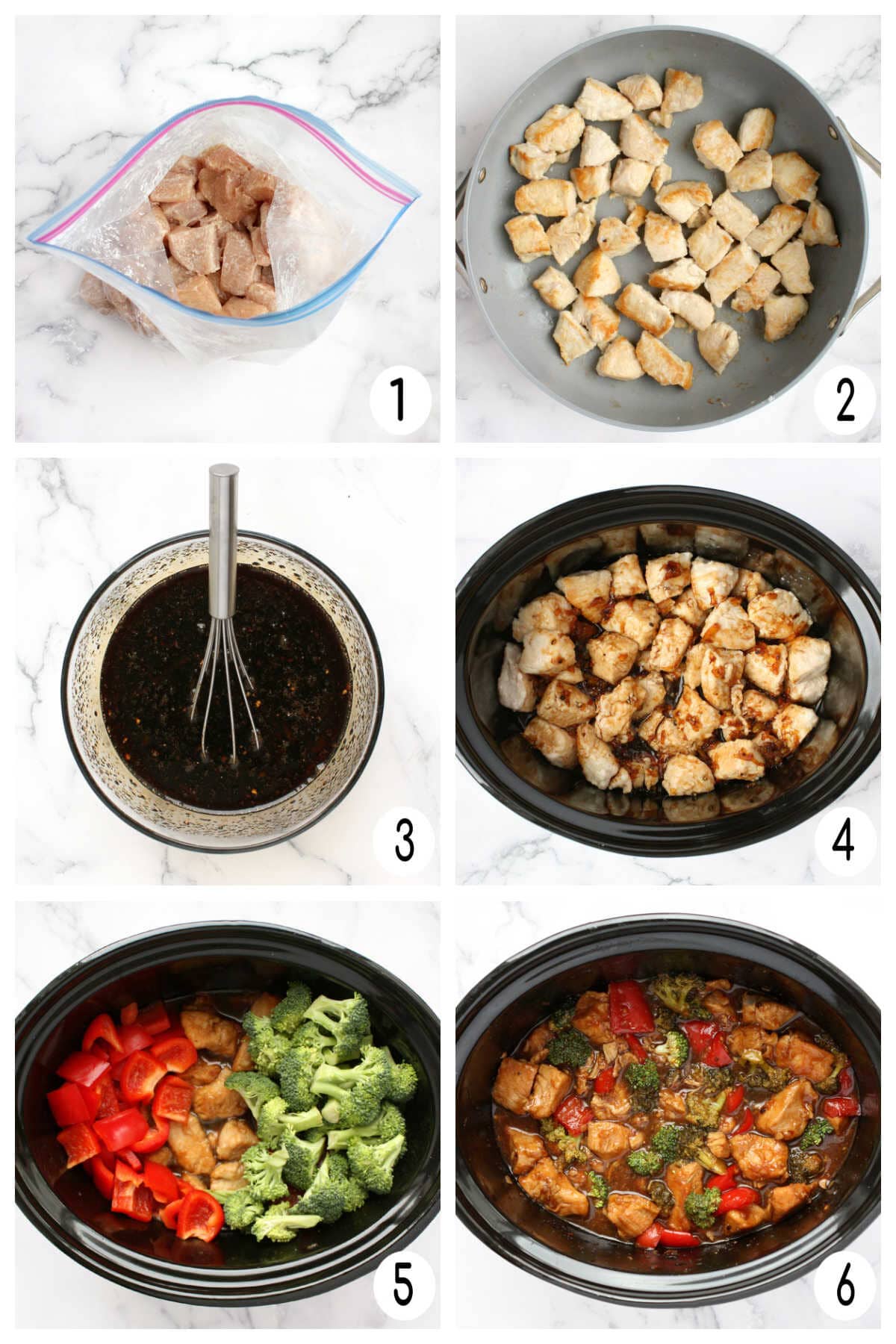 process shots for how to make crockpot orange chicken