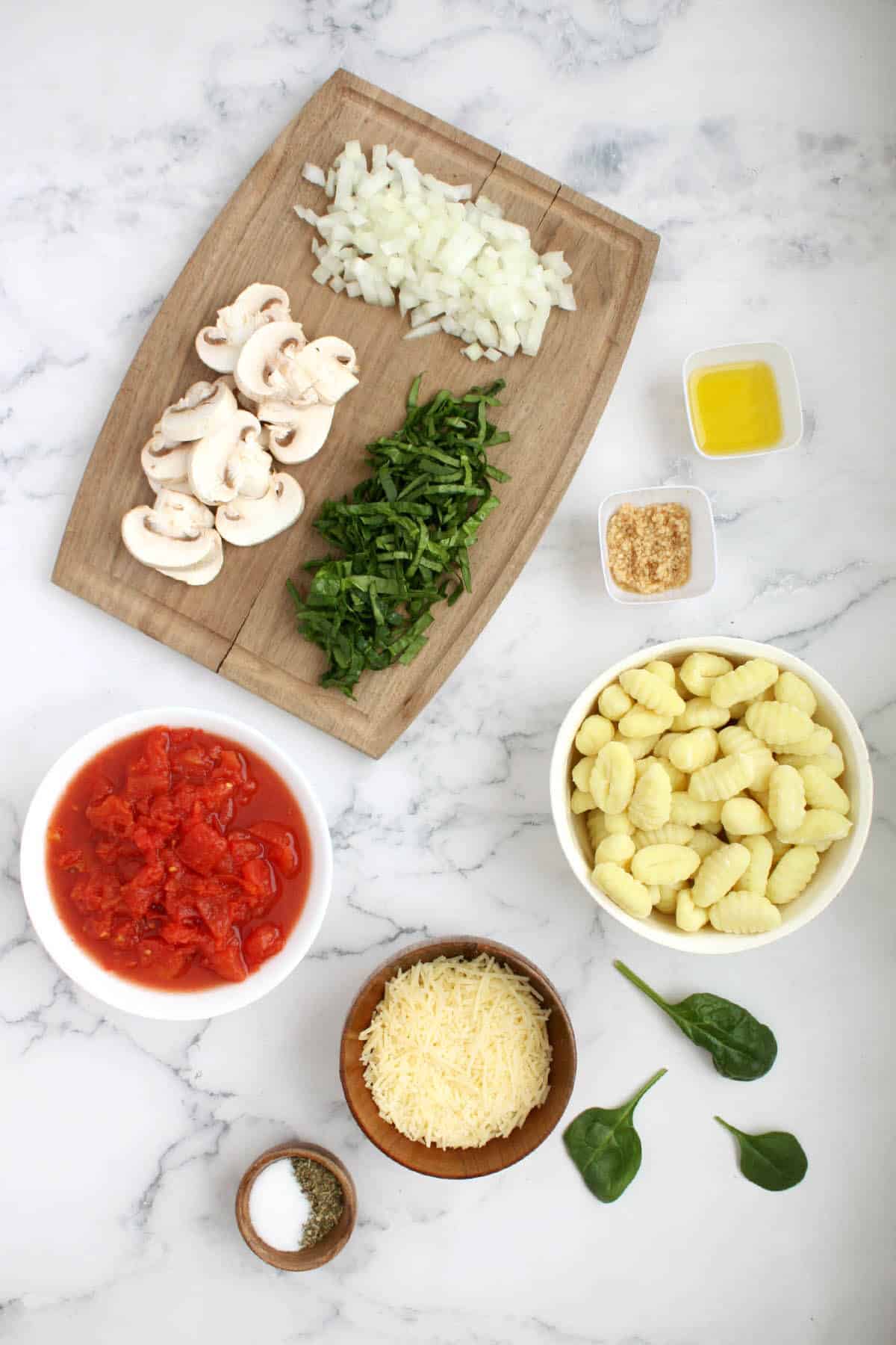 Ingredients for easy gnocchi recipe