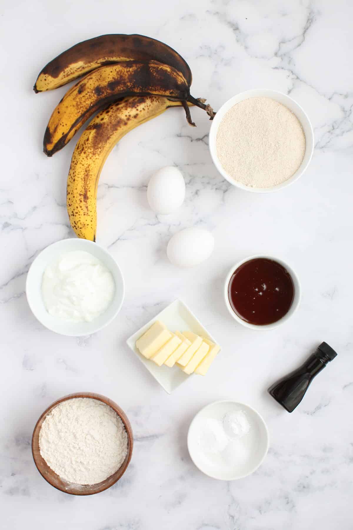 ingredients for healthy banana bread