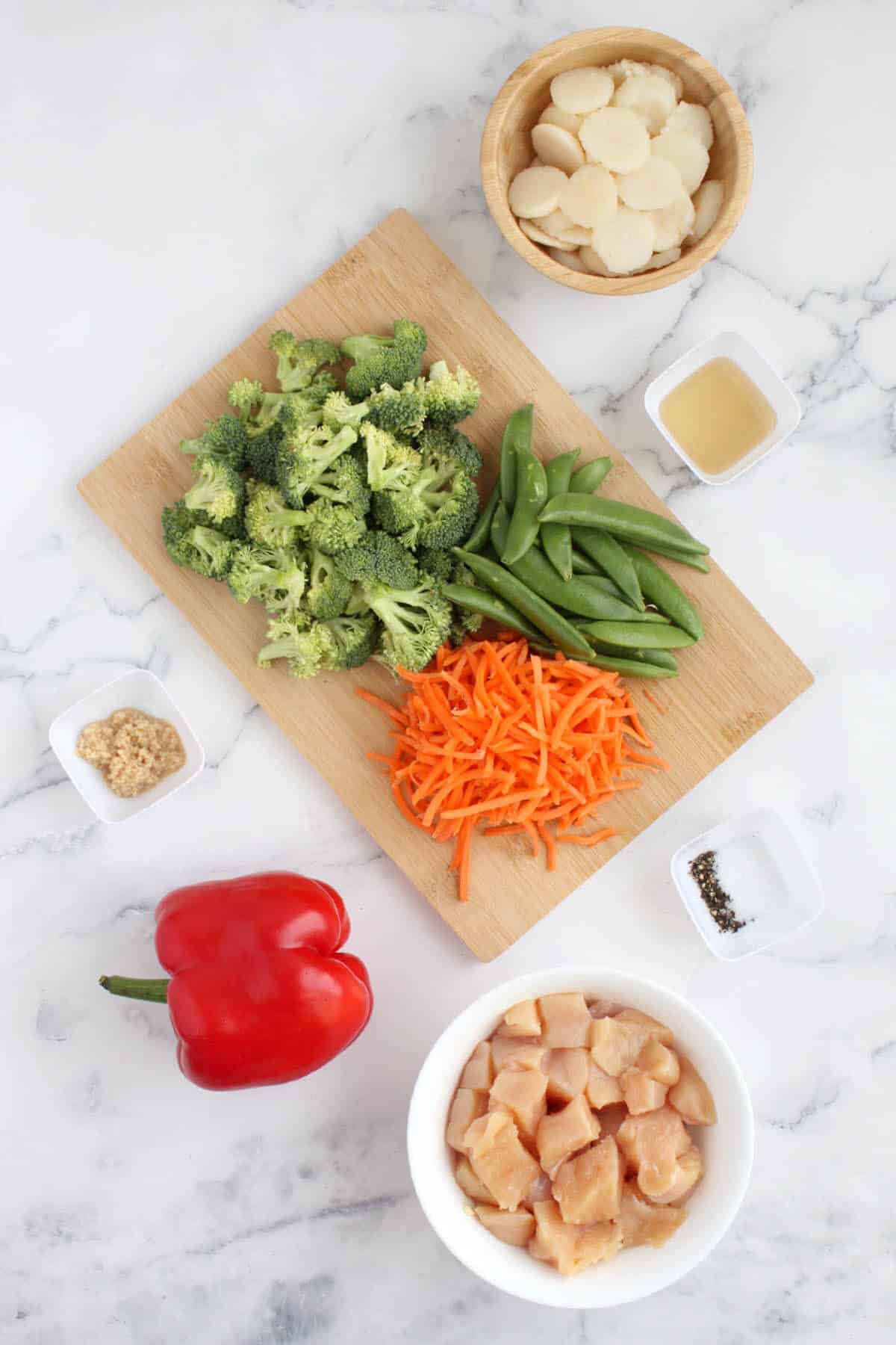 Ingredients for chicken stir-fry