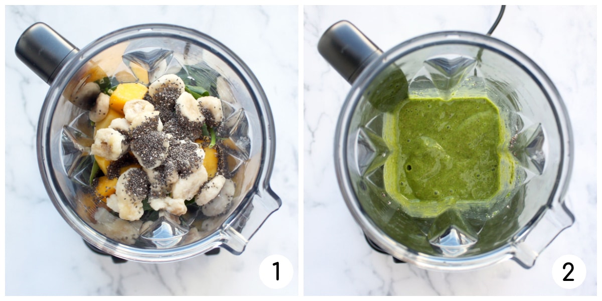 The Best Green Smoothie 3 process shots for how to make a smoothie