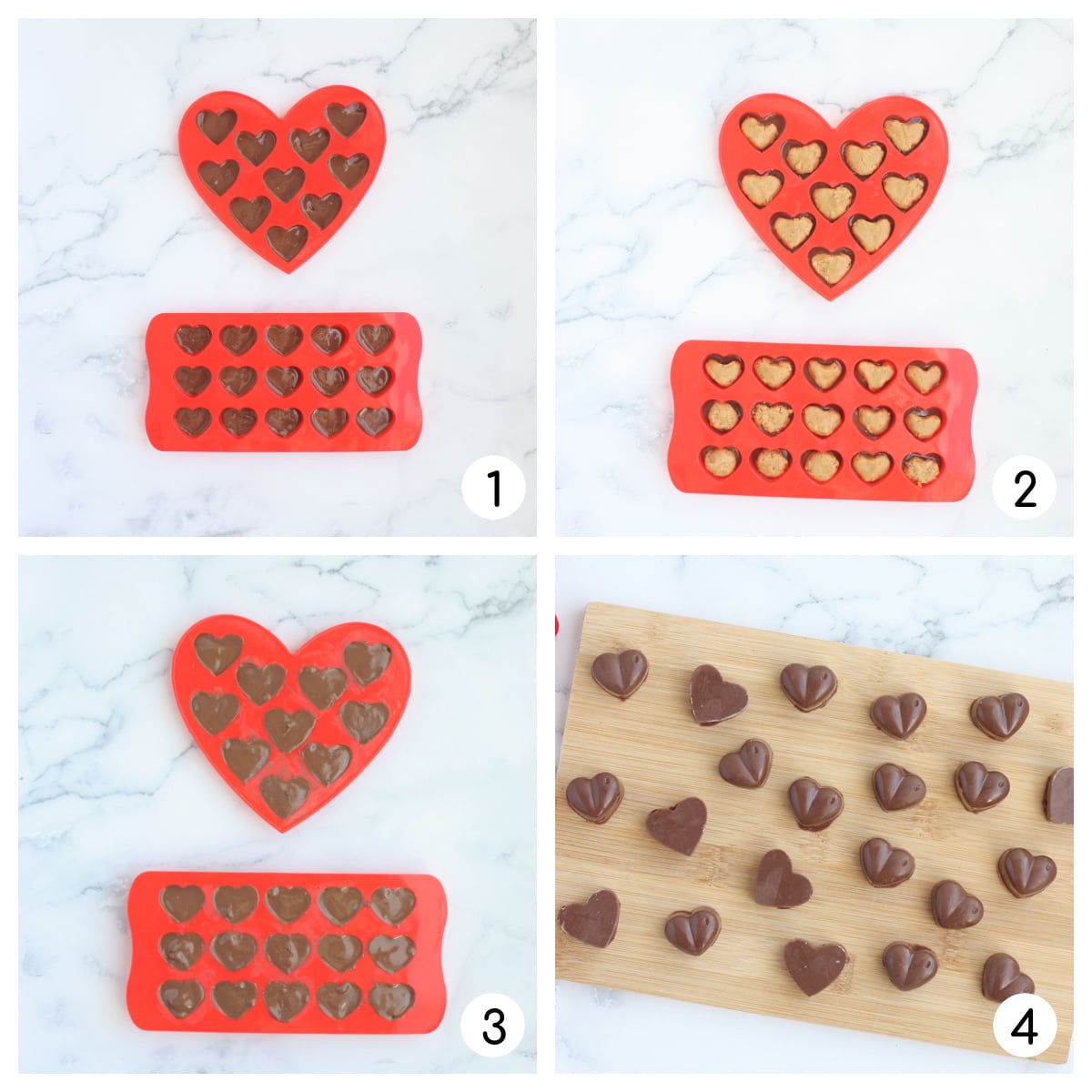 Process shots of making homemade peanut butter cups