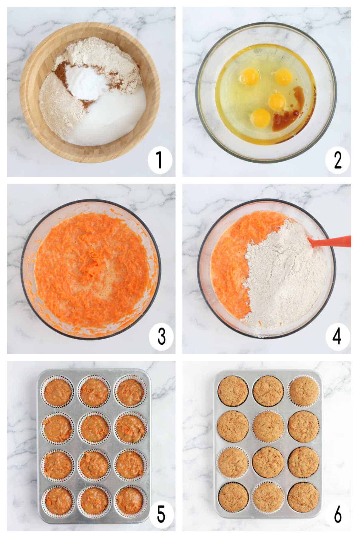 process shots on how to make carrot cake cupcakes
