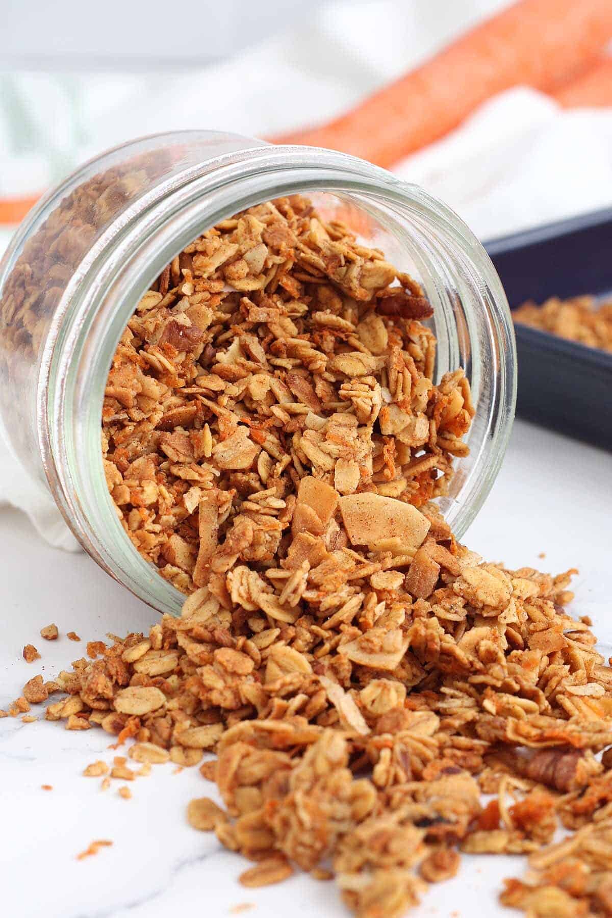 Carrot Cake Cereal sloshing onto the counter