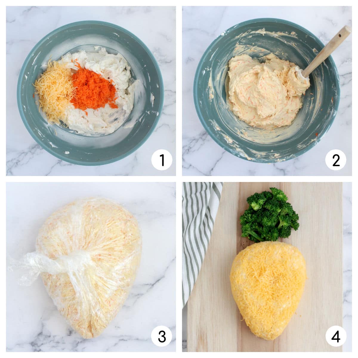 Process shots of making carrot cheese balls