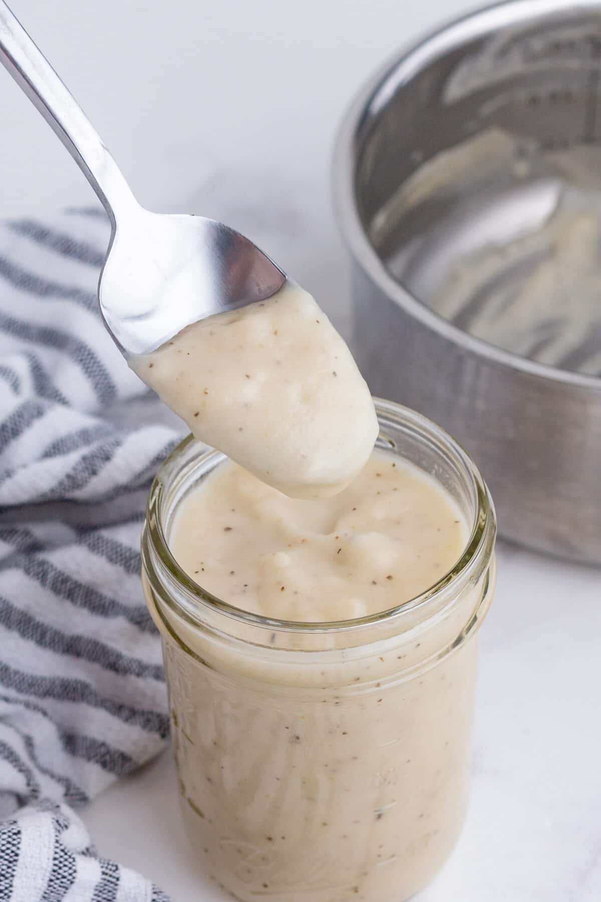 a spoonful of homemade cream of chicken soup