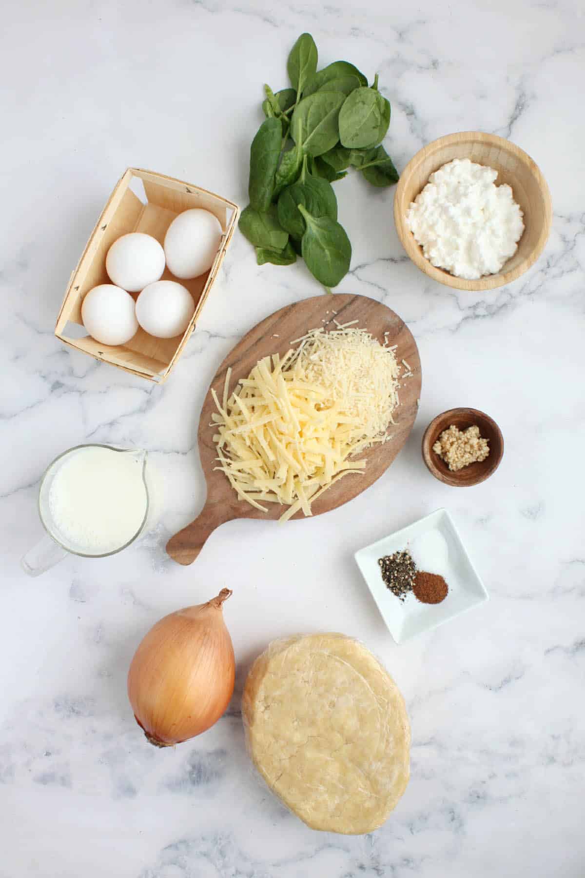 ingredients for spinach quiche