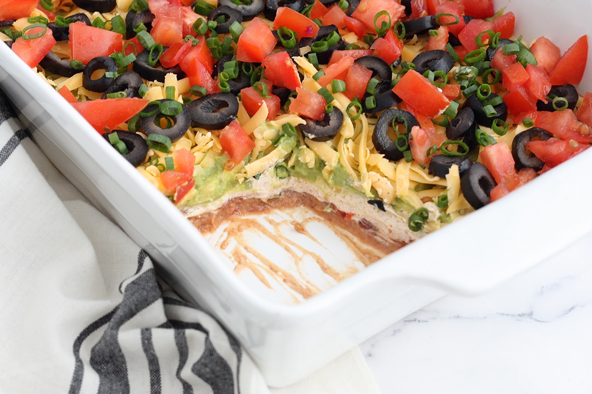 7-layer dip with one scoop removed