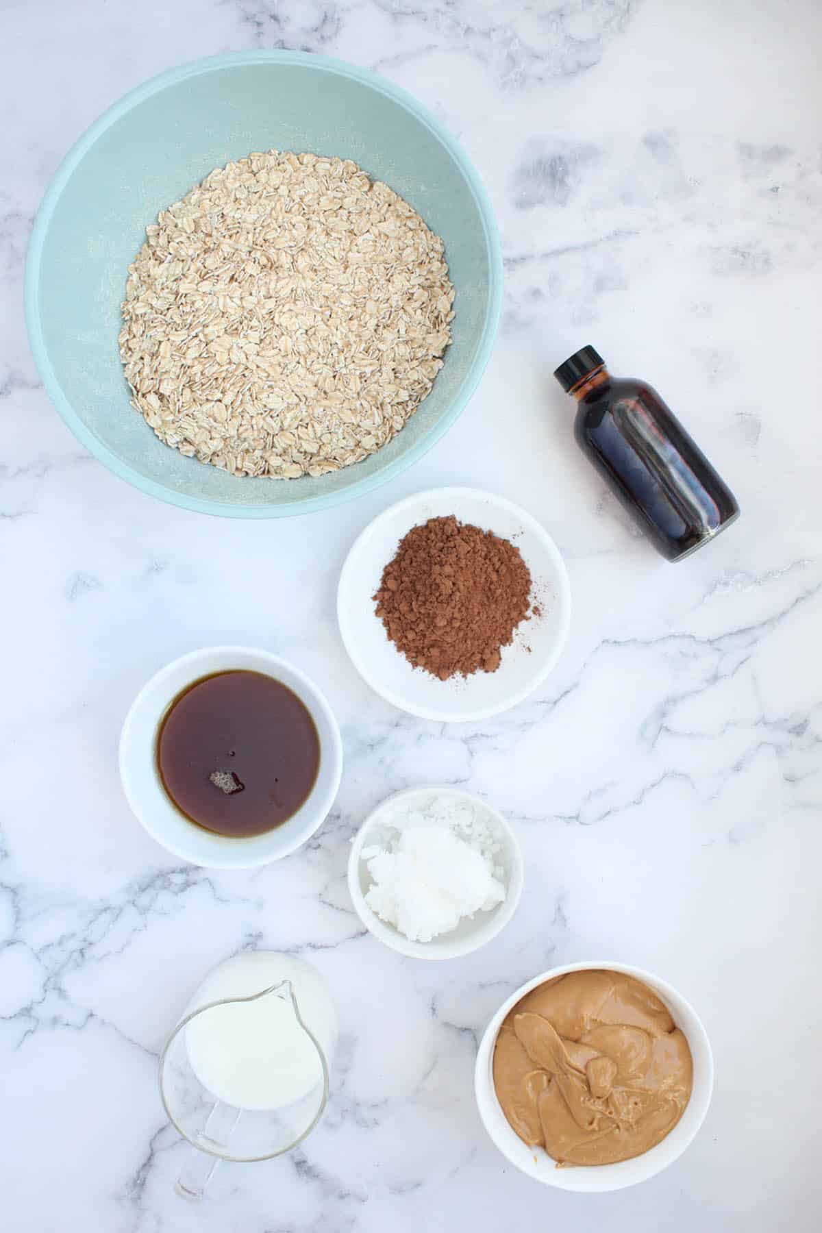 ingredients for no bake chocolate oatmeal cookies