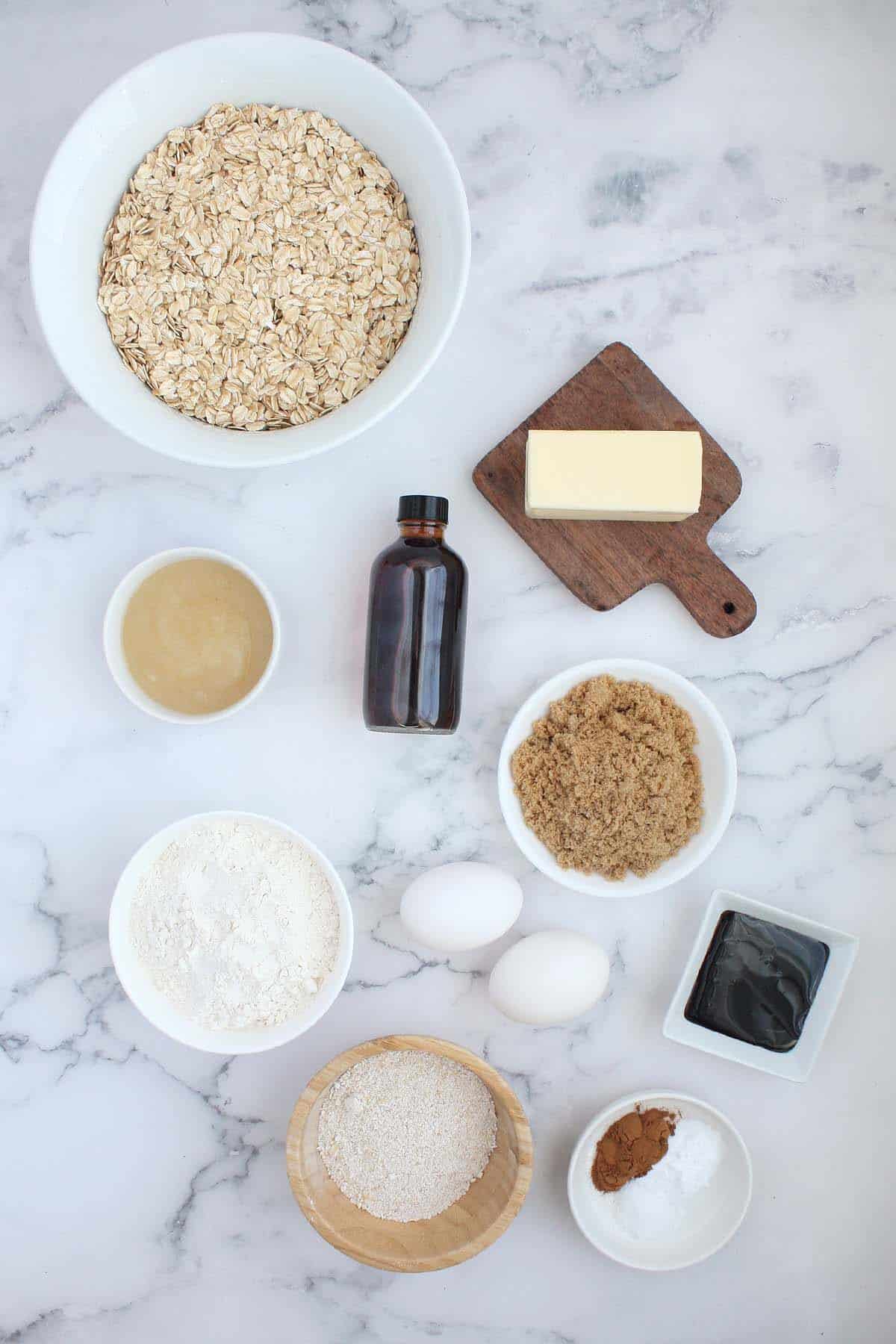 Ingredients for frozen oatmeal cookies