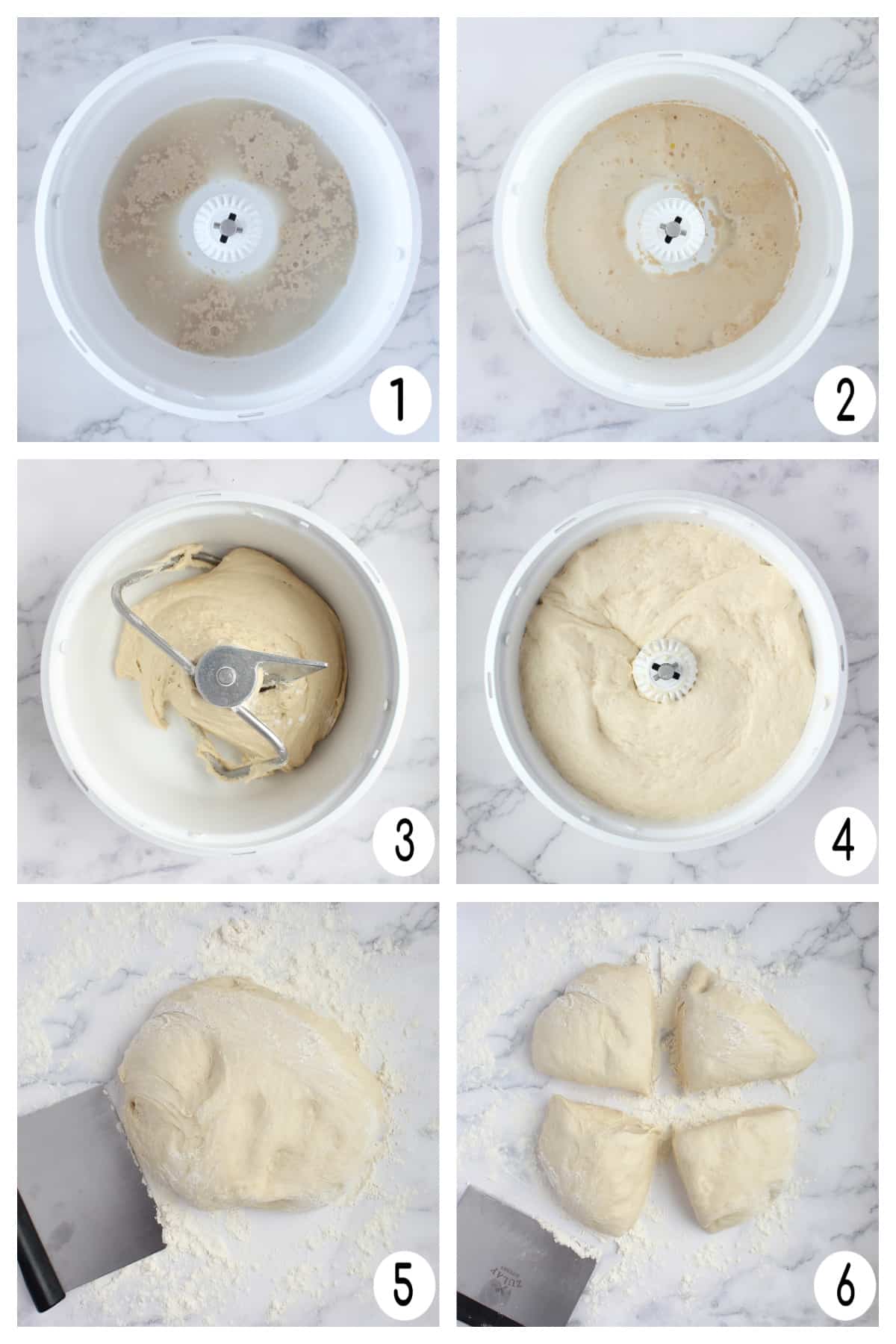 Process shots for how to make the best pizza dough recipe.