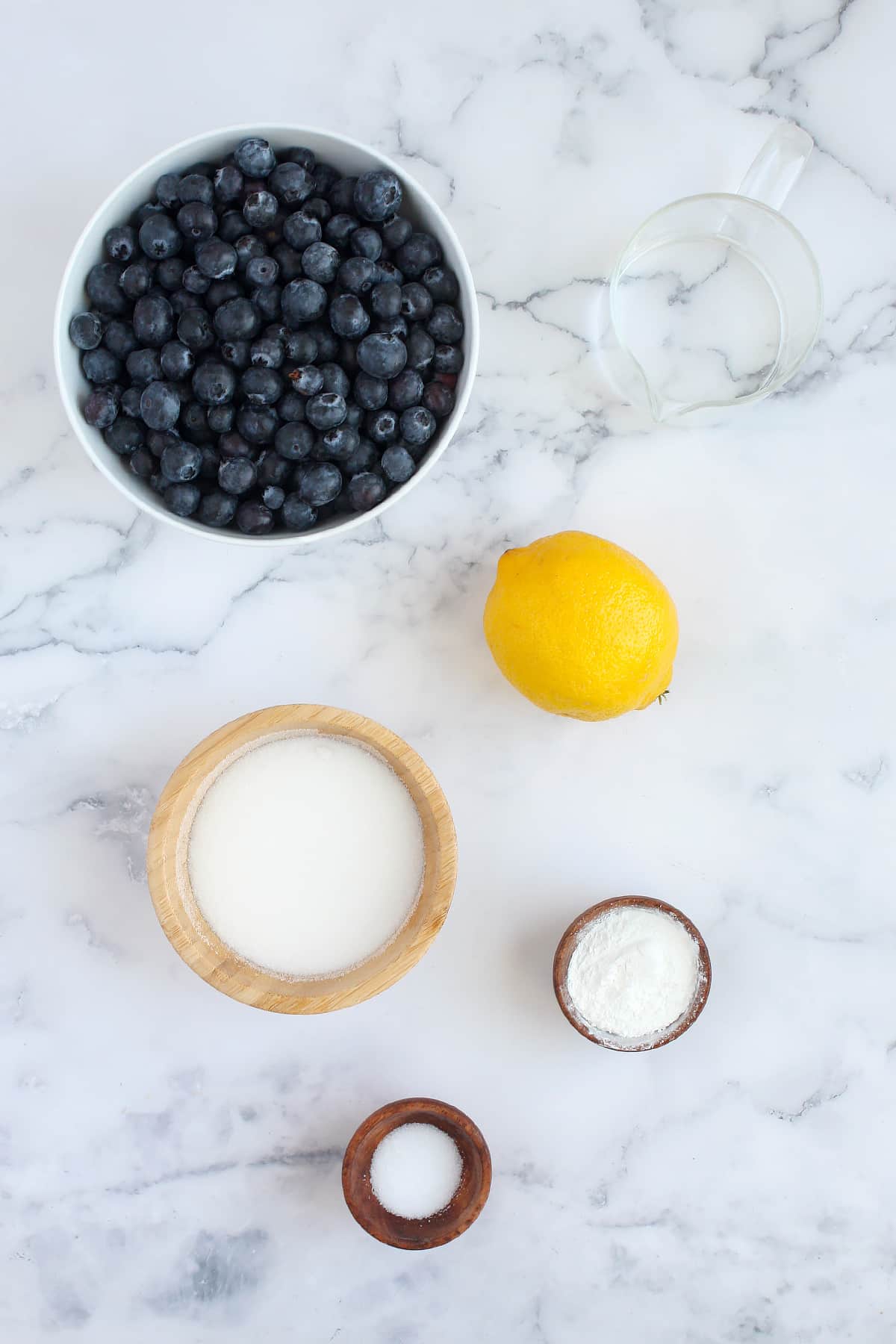 Ingredients you need to make blueberry pie.