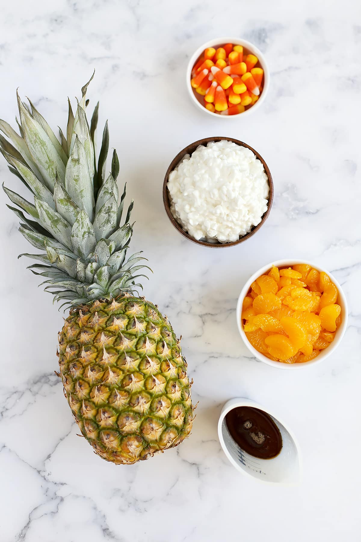 Ingredients needed to make healthy candy corn parfaits.