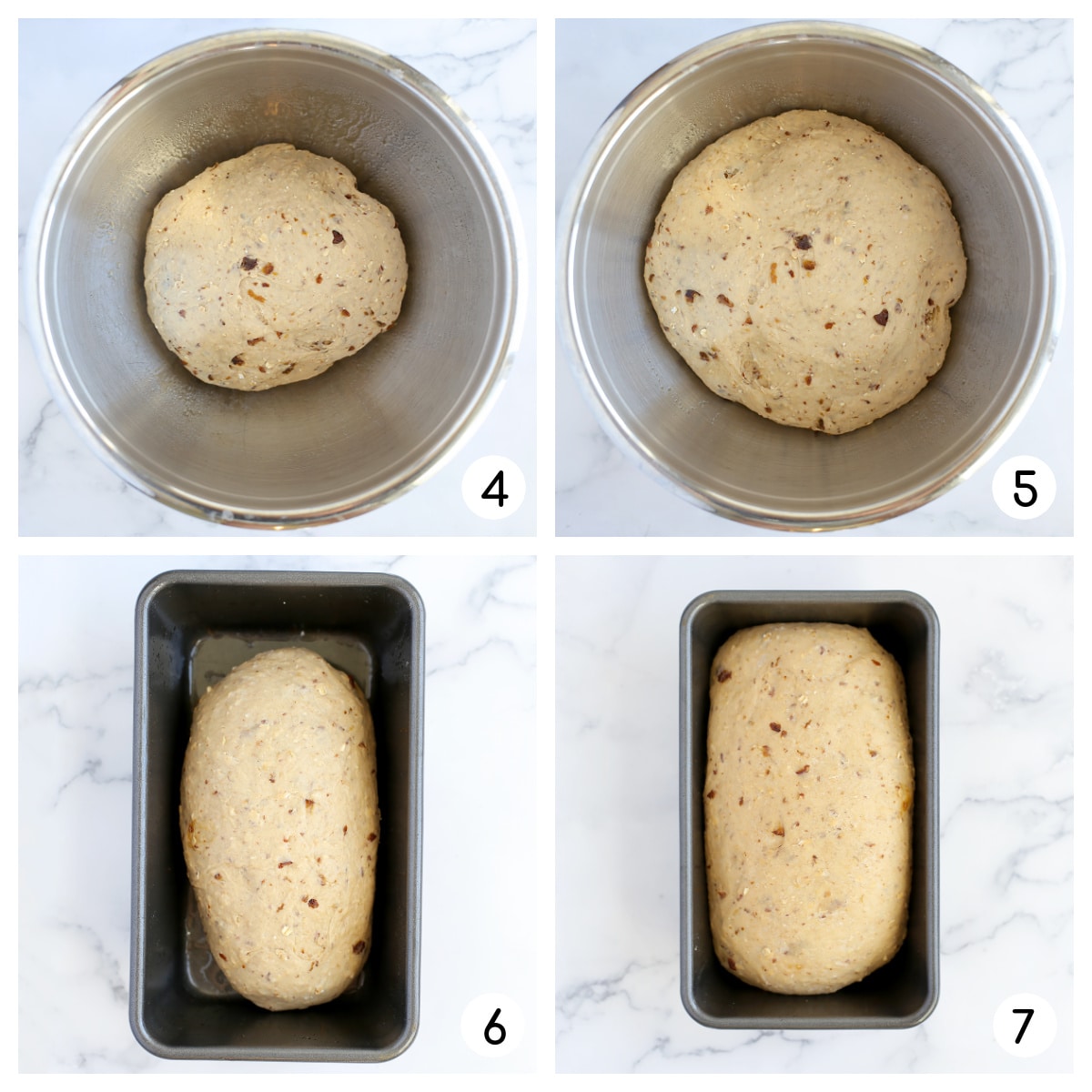 Showing the process of bread rising.