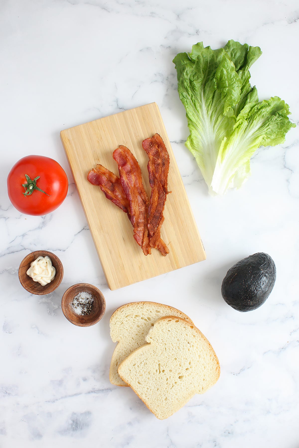 ingredients needed to make classic blt sandwiches on sourdough bread