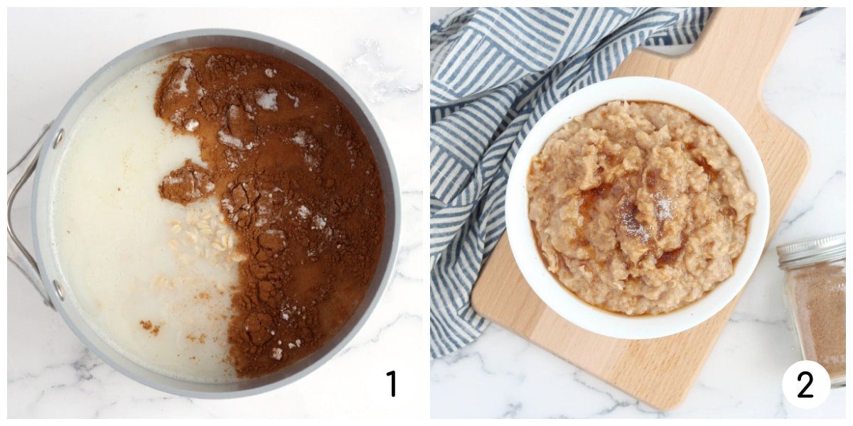 process shots showing how to make snickerdoodle oatmeal