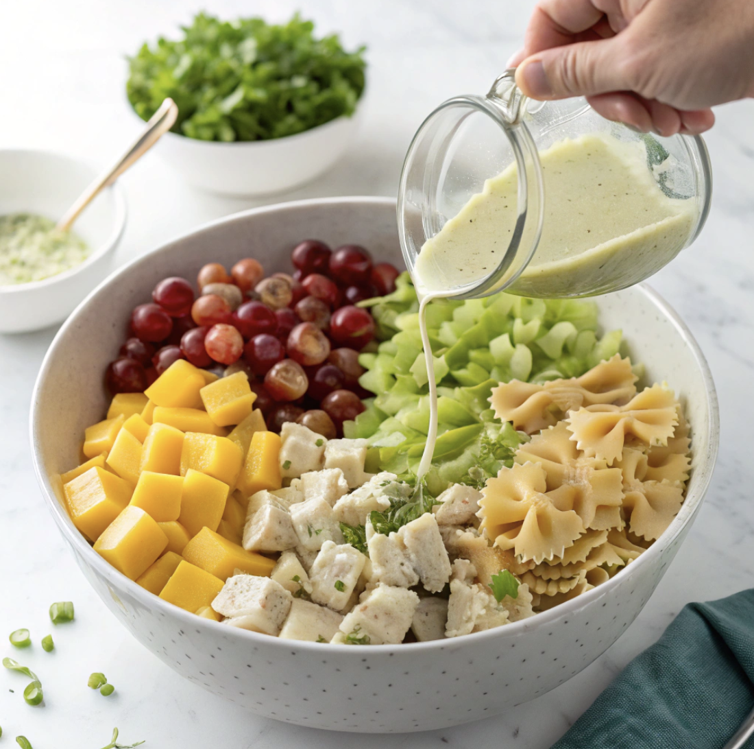 Mango Chicken Pasta Salad with Citrus Basil Sauce Mango Chicken Pasta Salad with Citrus Basil Sauce
