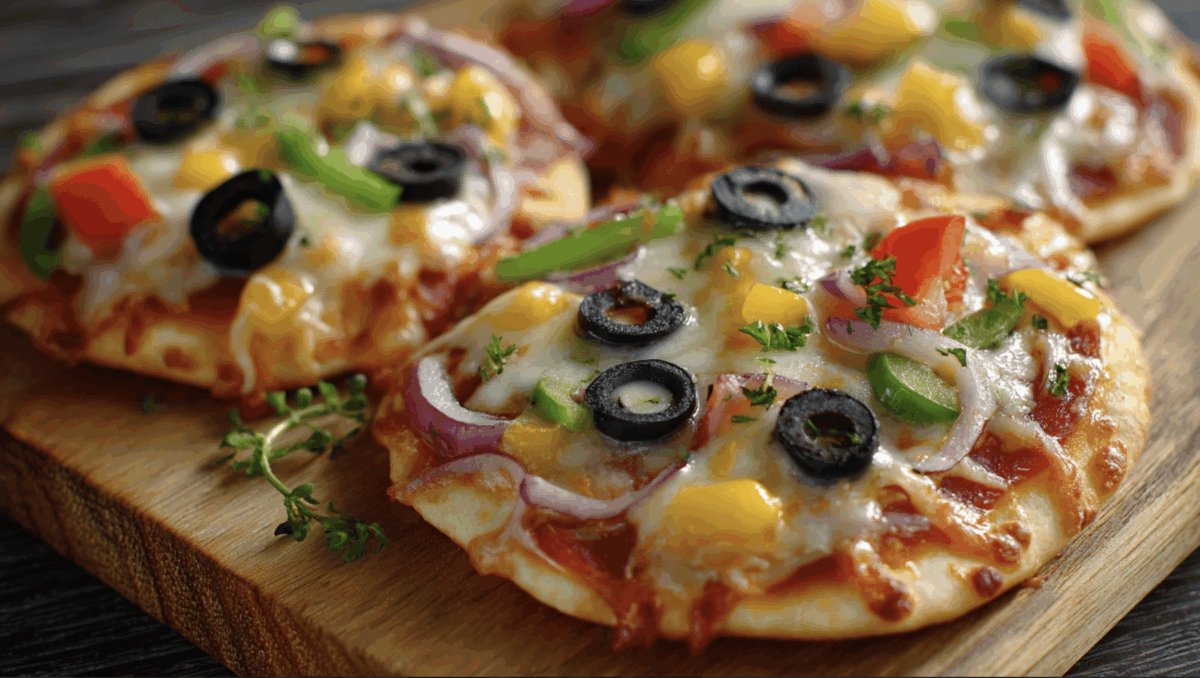 diy mini pizza lunchables topped with cheese and vegetables