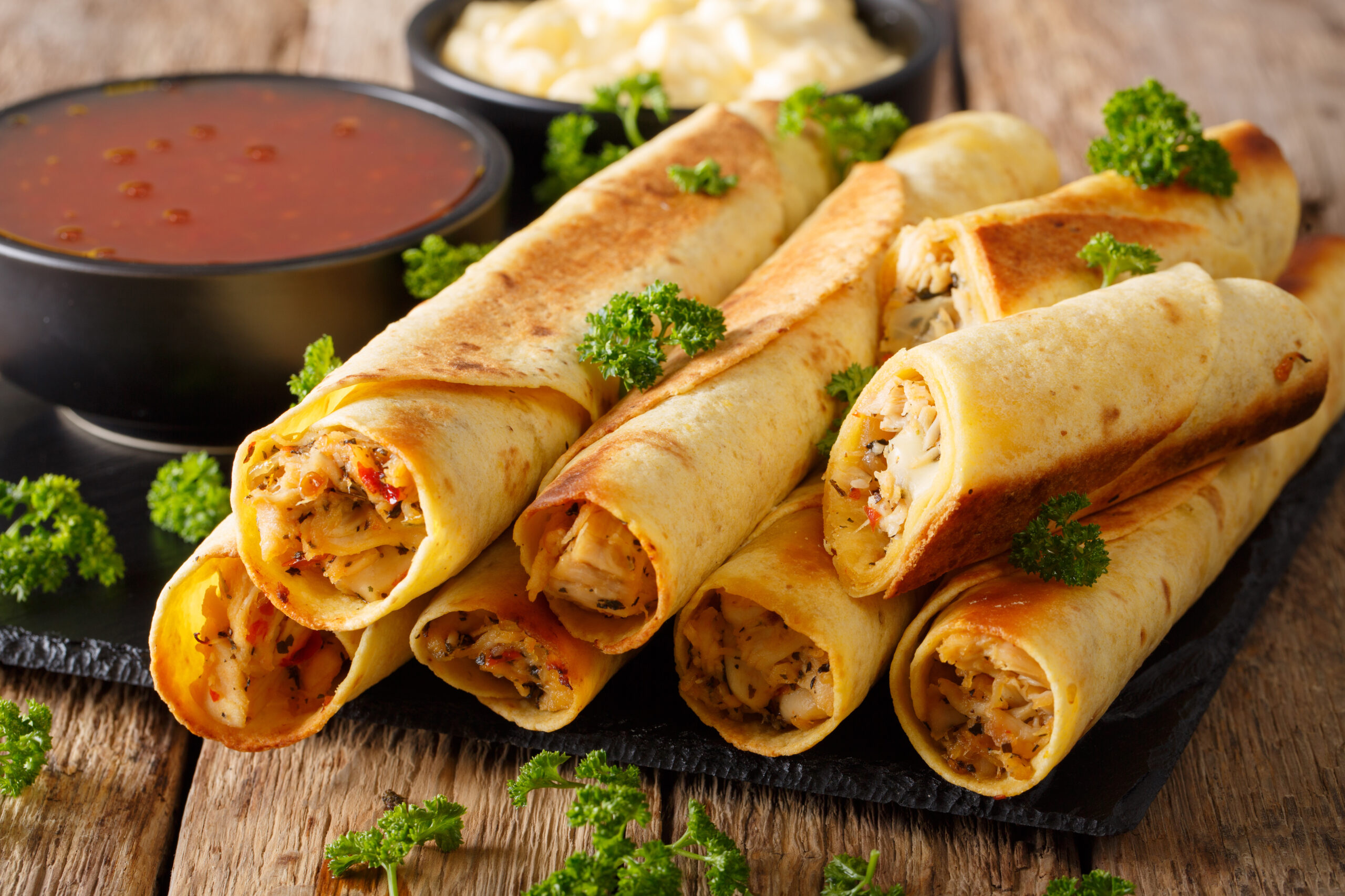 Creamy Baked Chicken Taquitos
