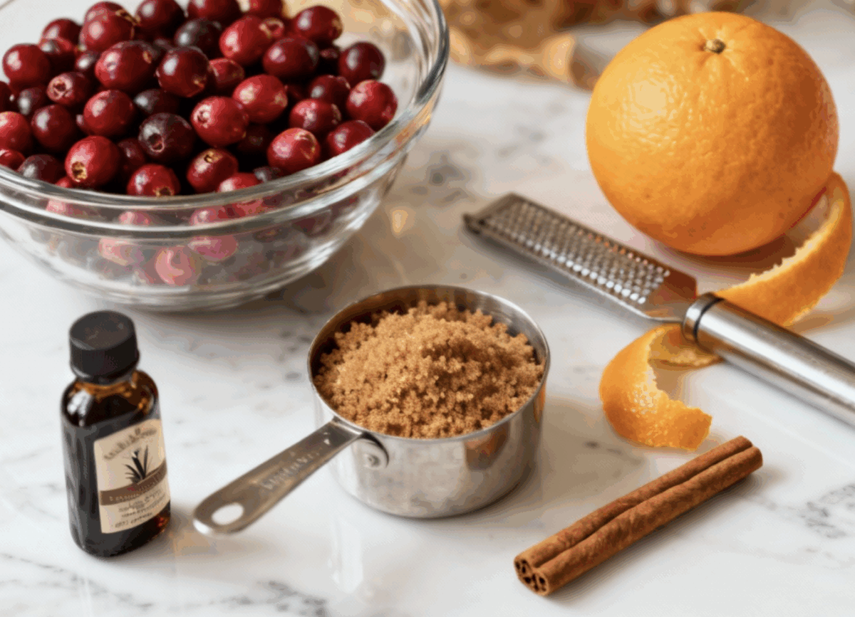 ingredients needed to make homemade cranberry sauce